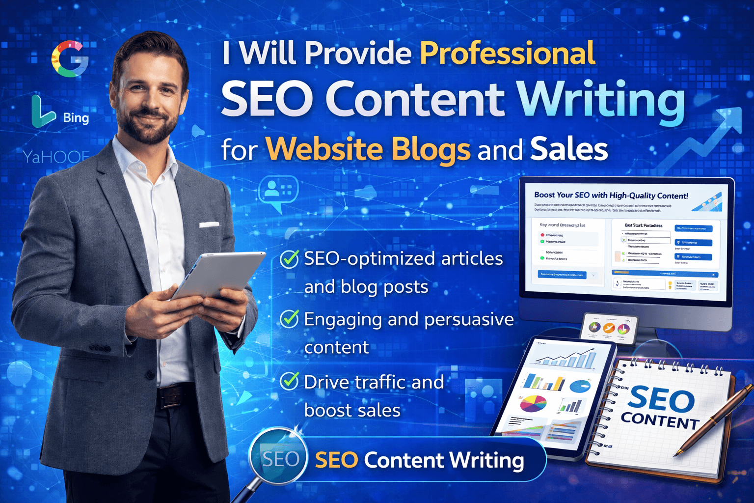 I Will Provide Professional SEO Content Writing for Website Blogs and Sales