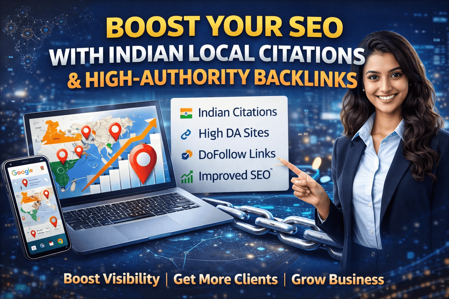 I will create India local citations and high DA profile backlinks